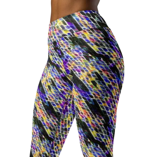 Violet Shatter on a Yoga Leggings