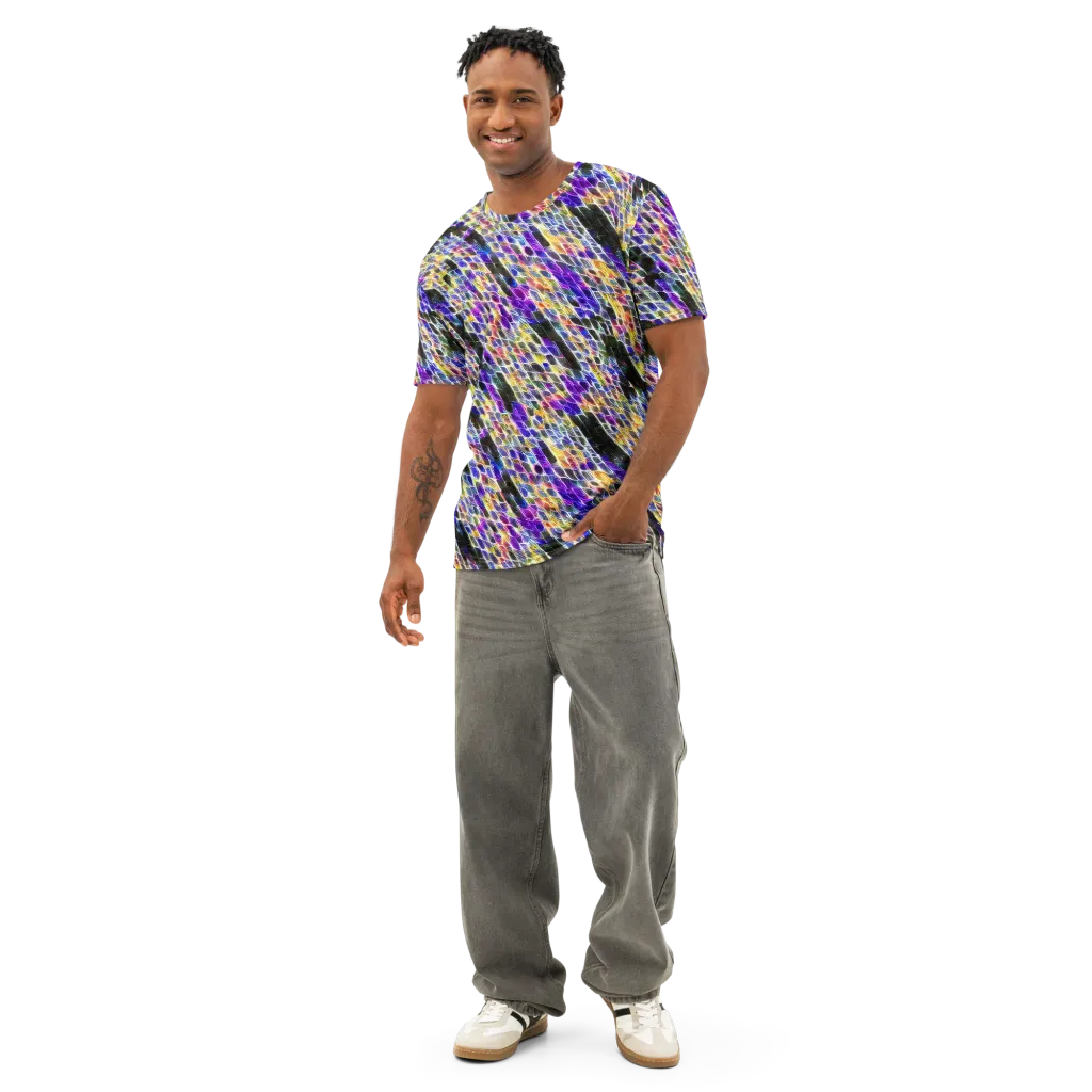 Violet Shatter on Men's Cotton Crew Neck T-Shirt — Front