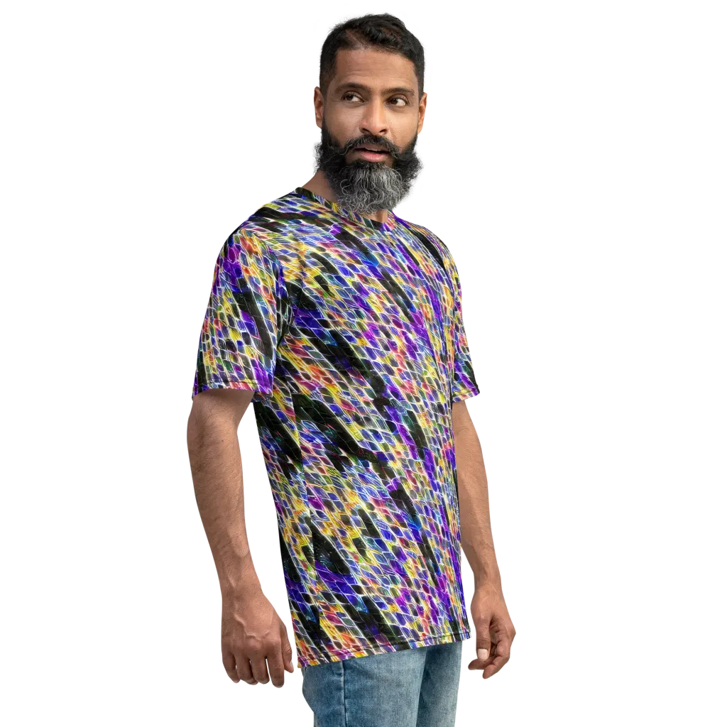 Violet Shatter on Men's Crew Neck T-Shirt — Right