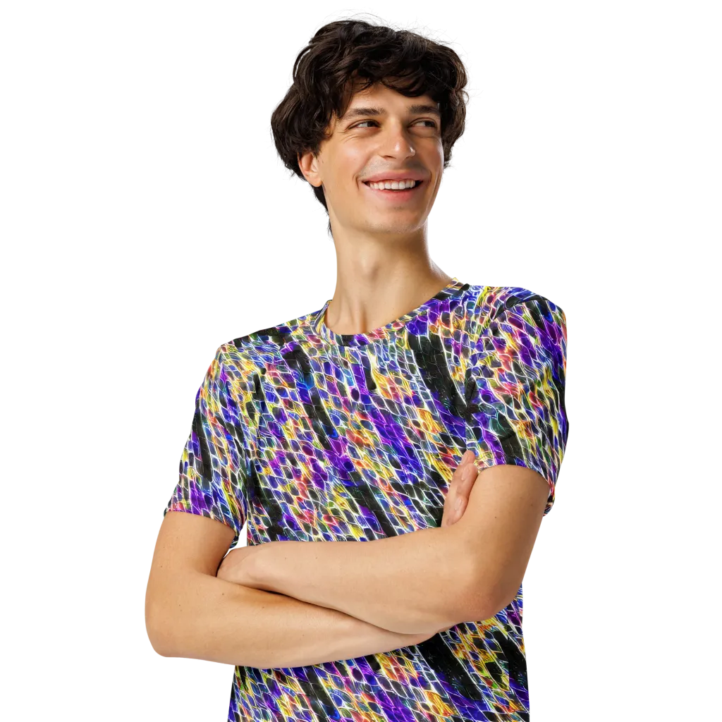 Violet Shatter on Men's Crew Neck T-Shirt — Left Front