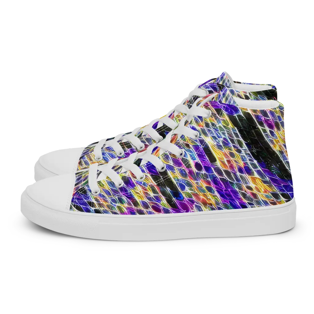 Violet Shatter on Men's High Top Canvas Shoes — Left