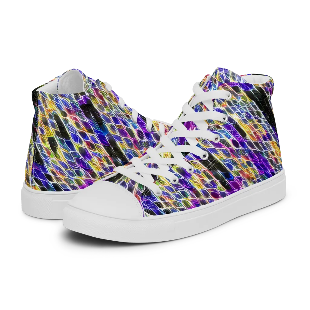 Violet Shatter on Men's High Top Canvas Shoes — Left
