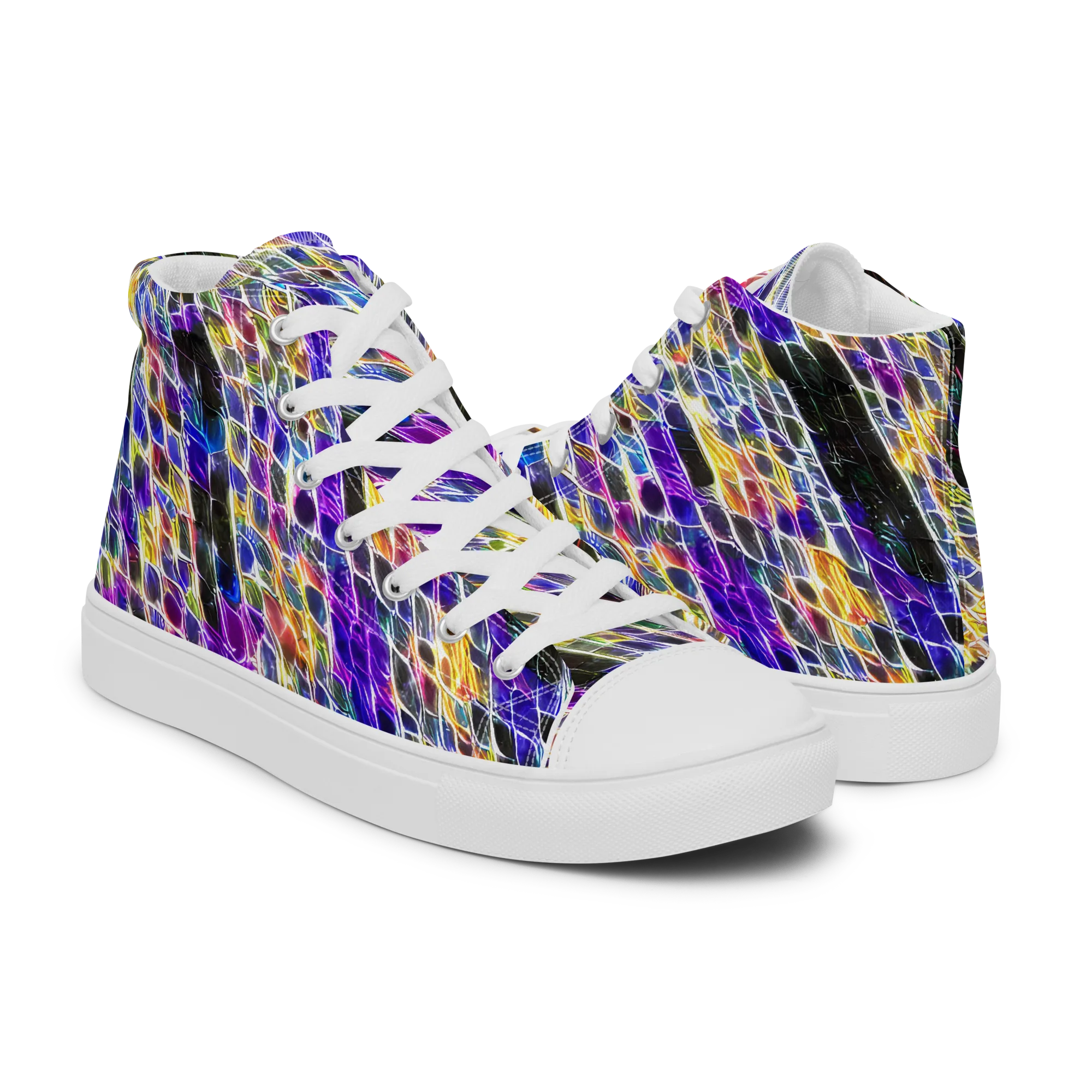 Violet Shatter on Men's High Top Canvas Shoes — Right