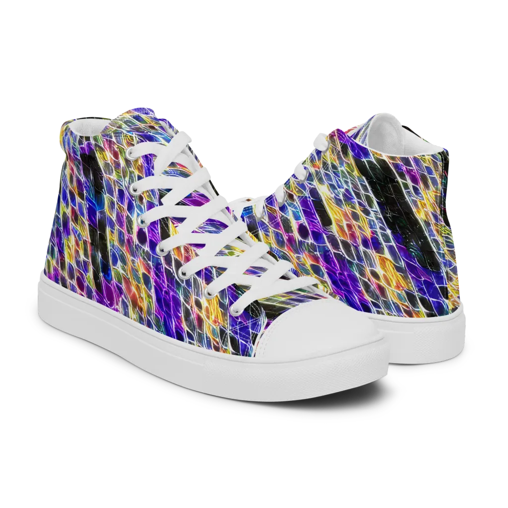 Violet Shatter on Men's High Top Canvas Shoes — Right