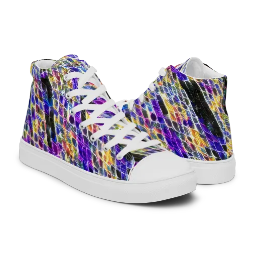 Violet Shatter on a Men's High Top Canvas Shoes