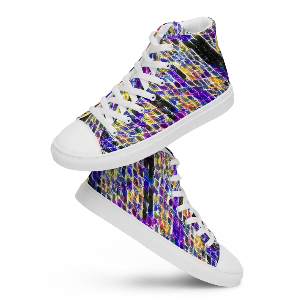 Violet Shatter on Men's High Top Canvas Shoes — Front