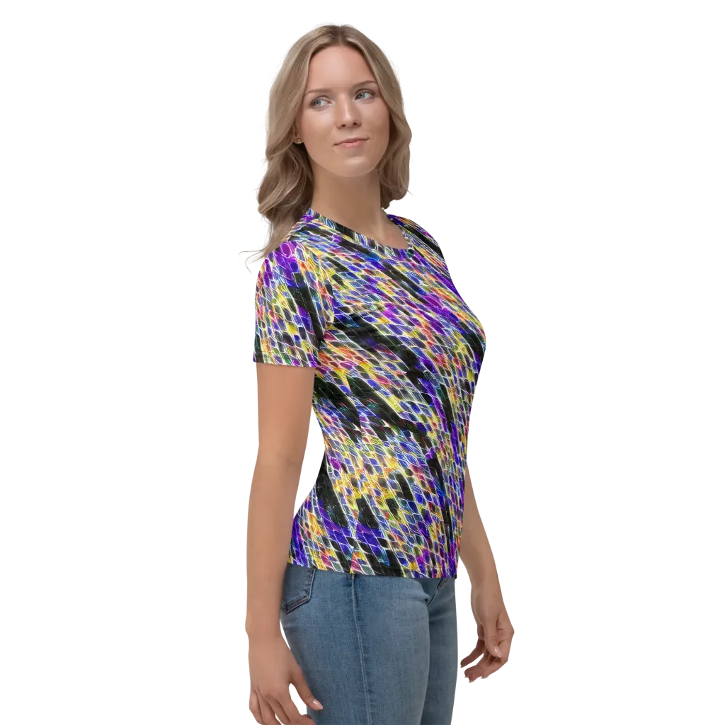 Violet Shatter on Women's Crew Neck T-Shirt — Right