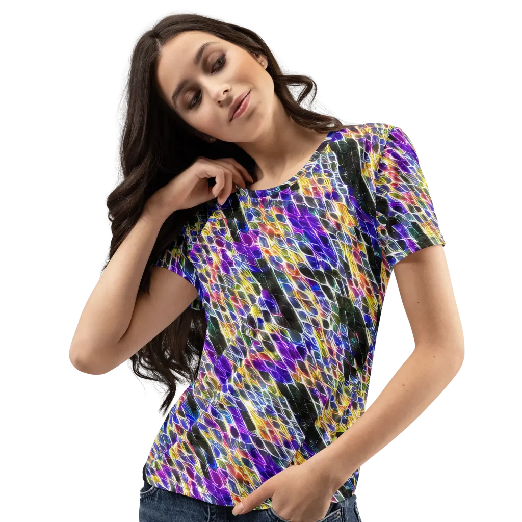 Violet Shatter on Women's Crew Neck T-Shirt — Left Front
