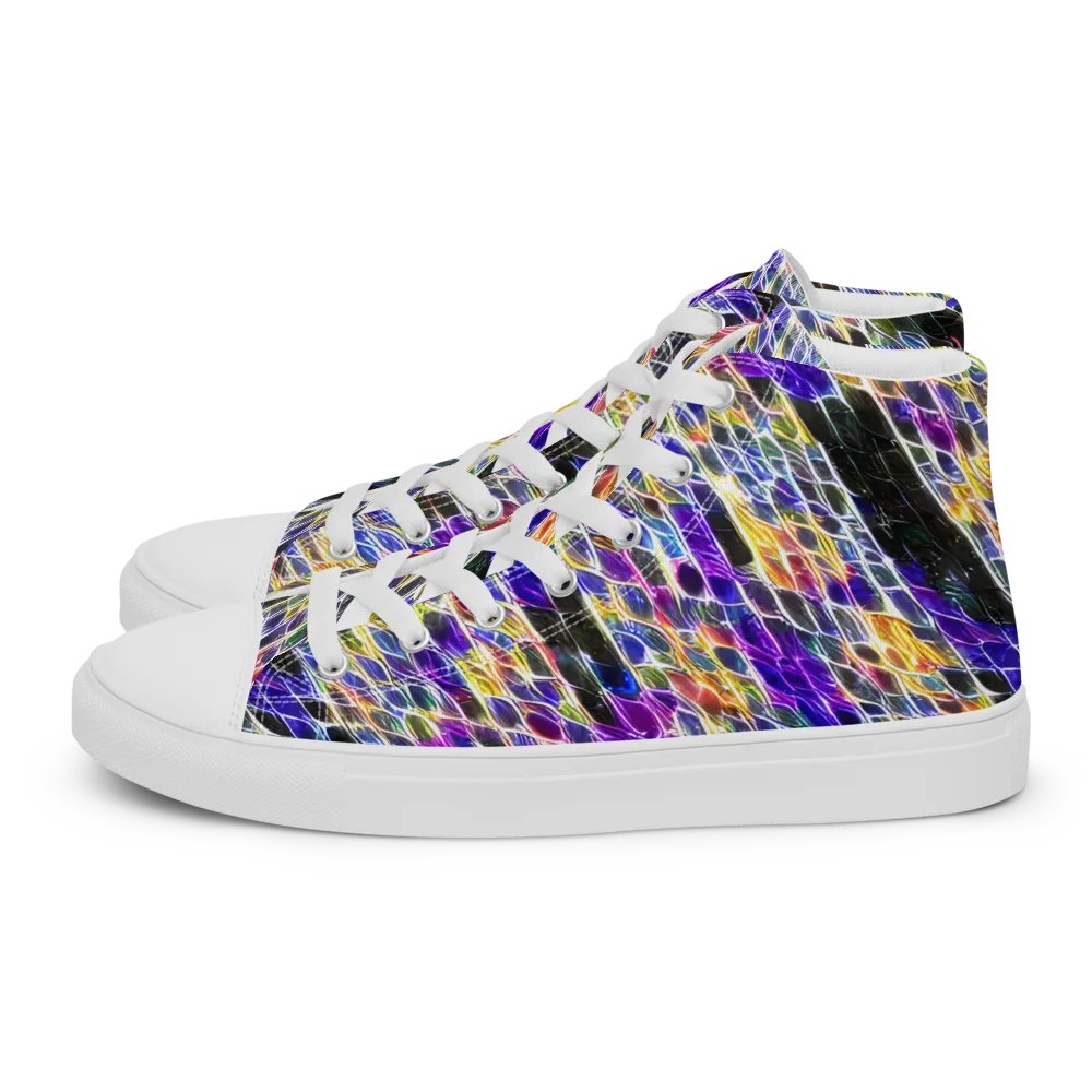 Violet Shatter on Women's High Top Canvas Shoes — Left