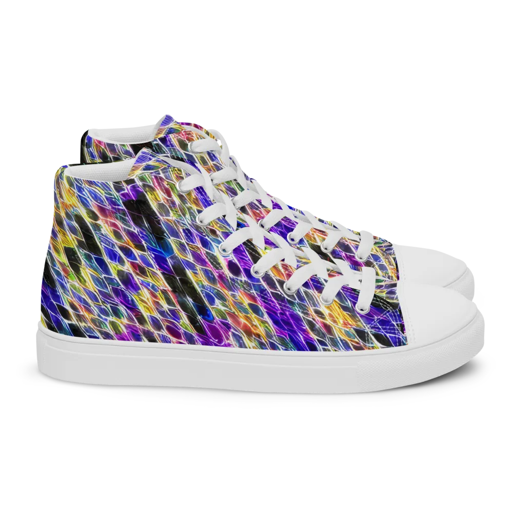 Violet Shatter on Women's High Top Canvas Shoes — Right