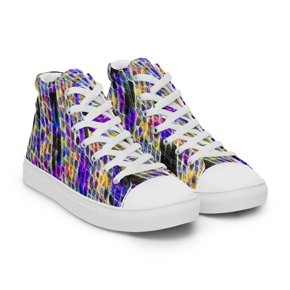 Violet Shatter on Women's High Top Canvas Shoes — Right Front