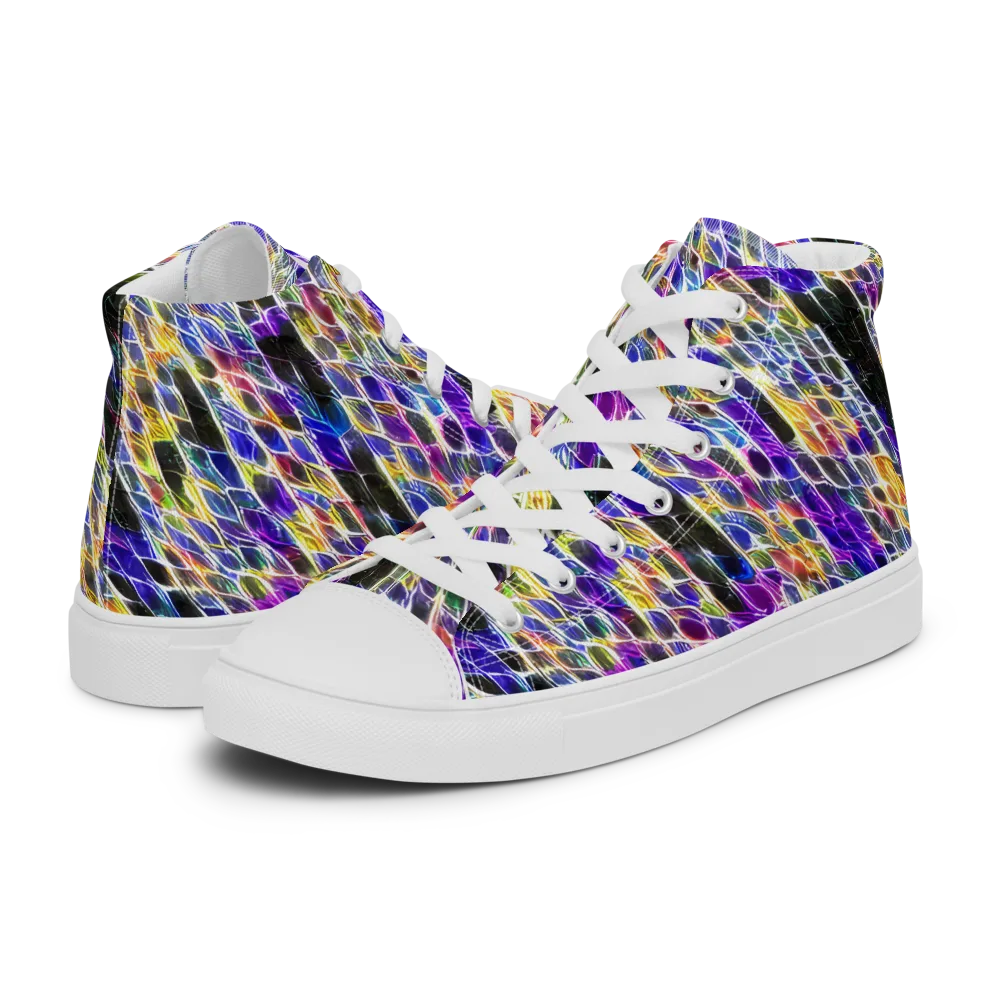 Violet Shatter on Women's High Top Canvas Shoes — Left
