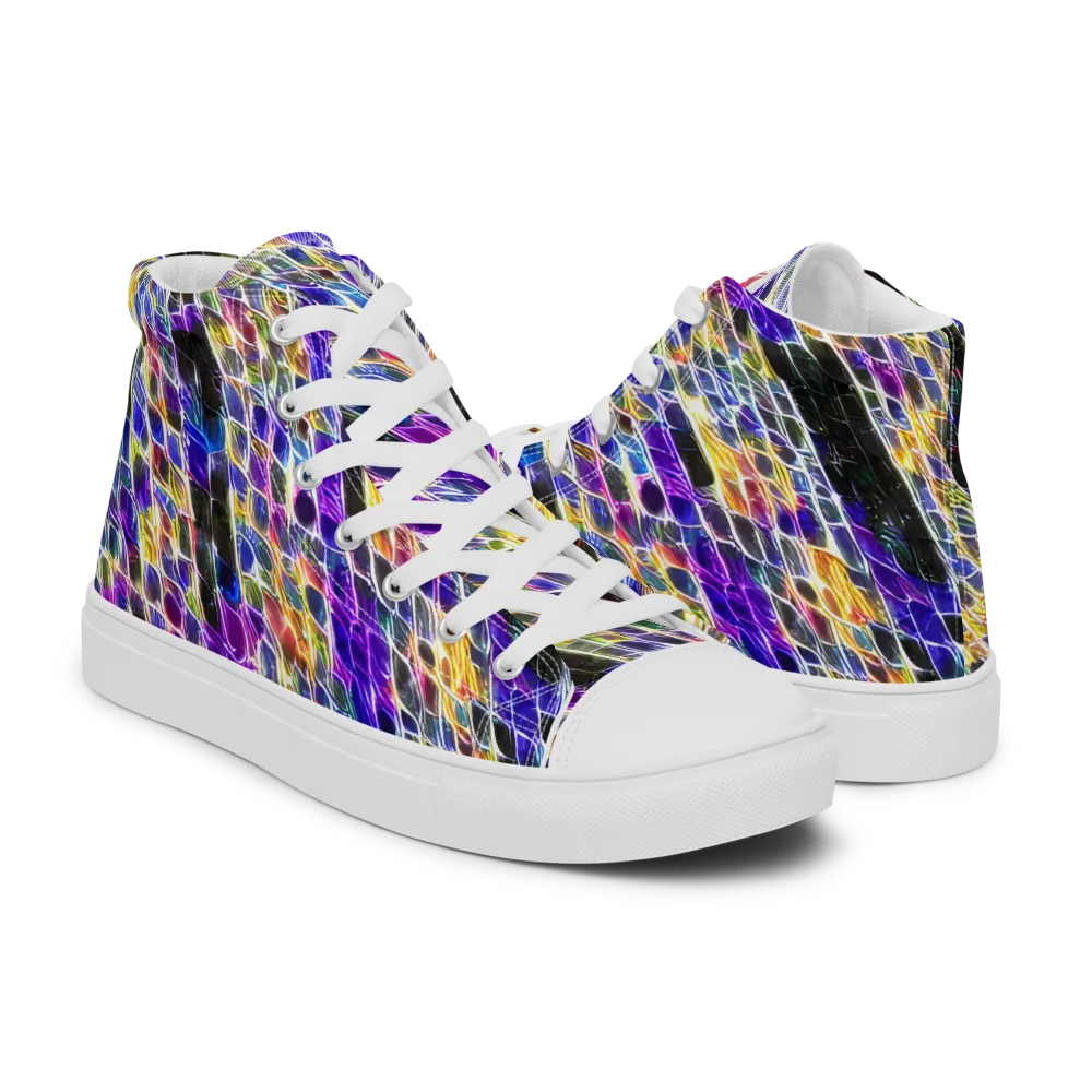 Violet Shatter on Women's High Top Canvas Shoes — Right