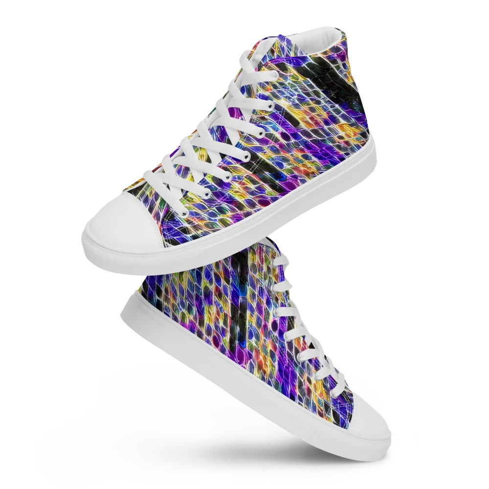 Violet Shatter on Women's High Top Canvas Shoes — Front