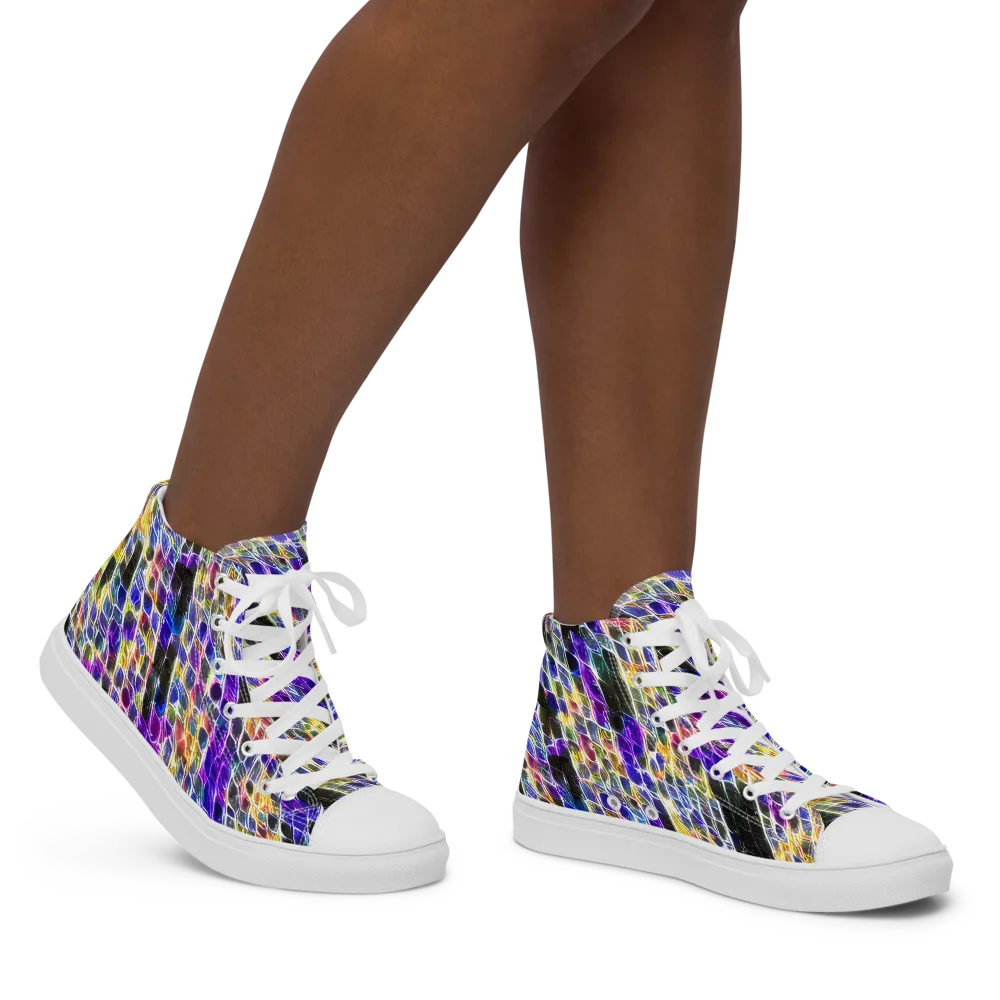 Violet Shatter on Women's High Top Canvas Shoes — Right