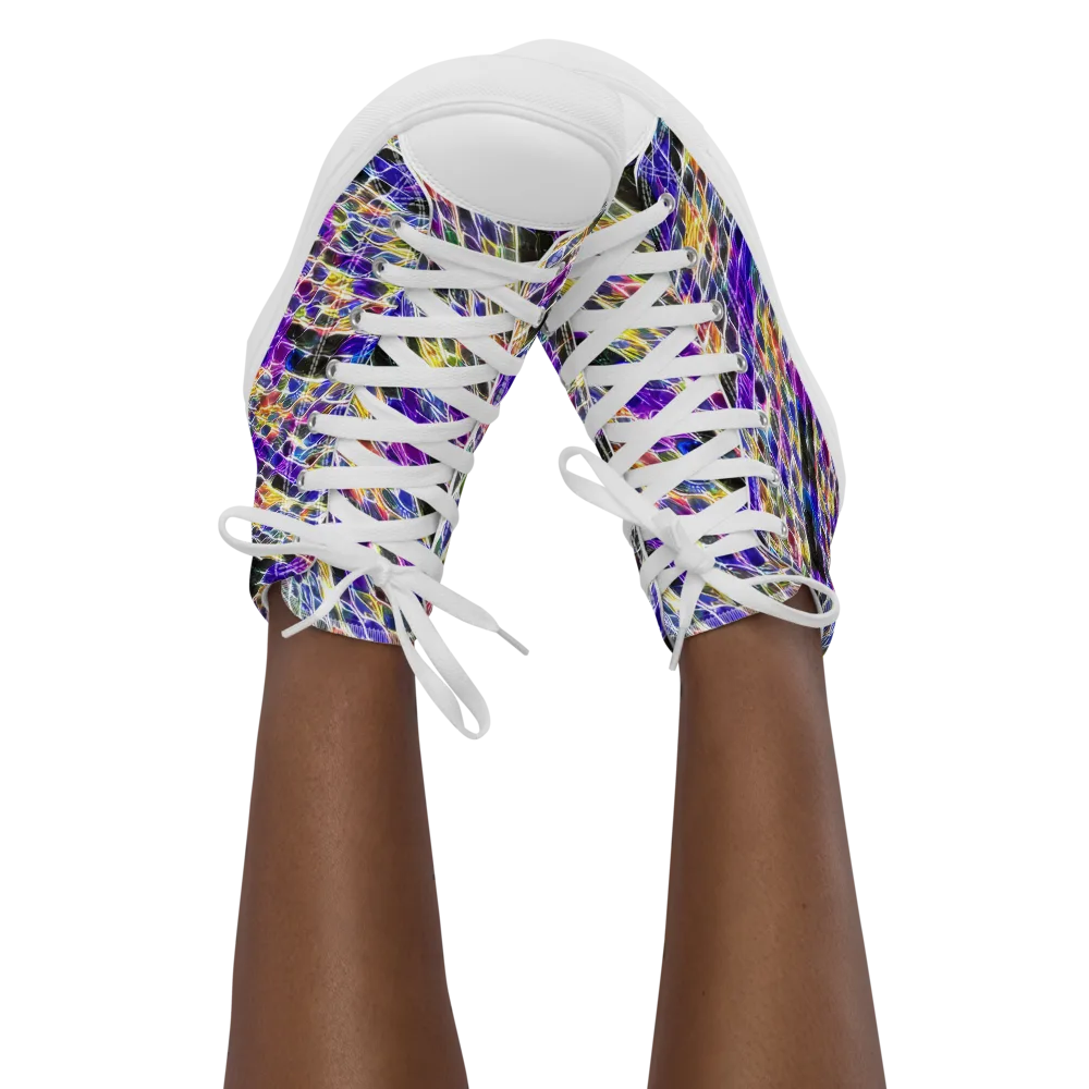 Violet Shatter on Women's High Top Canvas Shoes — Front