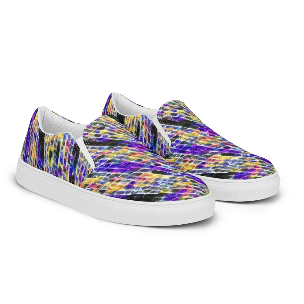 Violet Shatter on Men's Slip-On Canvas Shoes — Right Front