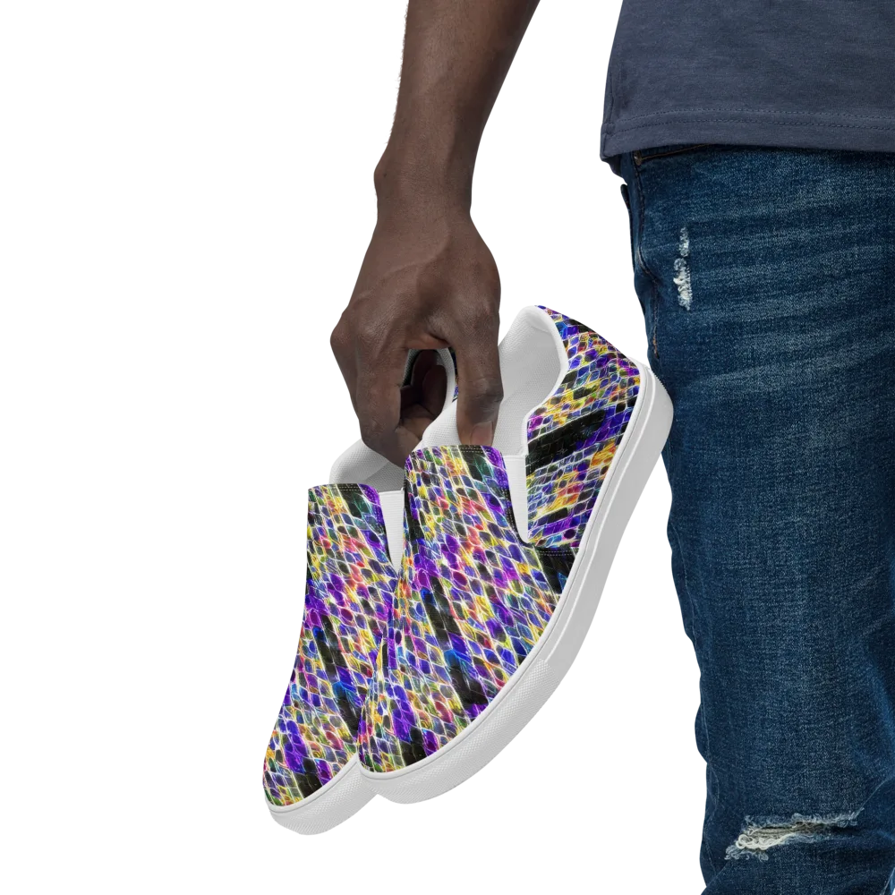 Violet Shatter on Men's Slip-On Canvas Shoes — Left Front