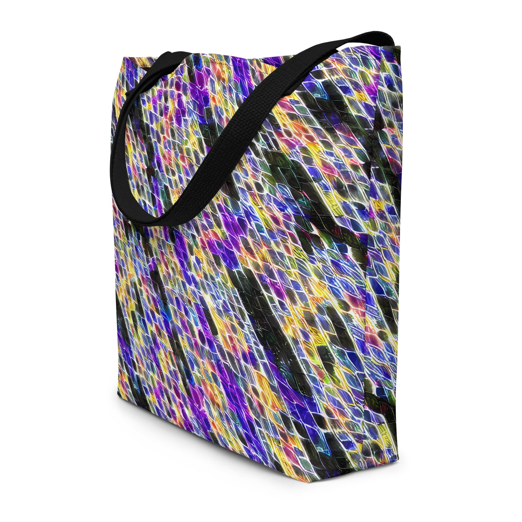 Violet Shatter on Large Tote Bag W/ Pocket — Front