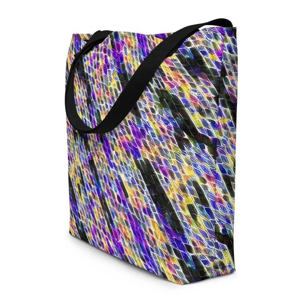 Violet Shatter on Large Tote Bag W/ Pocket — Front