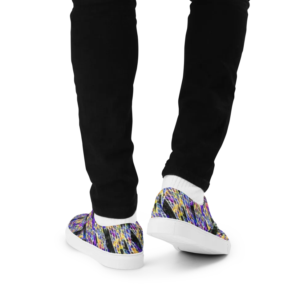 Violet Shatter on Men's Lace-Up Canvas Shoes — Back