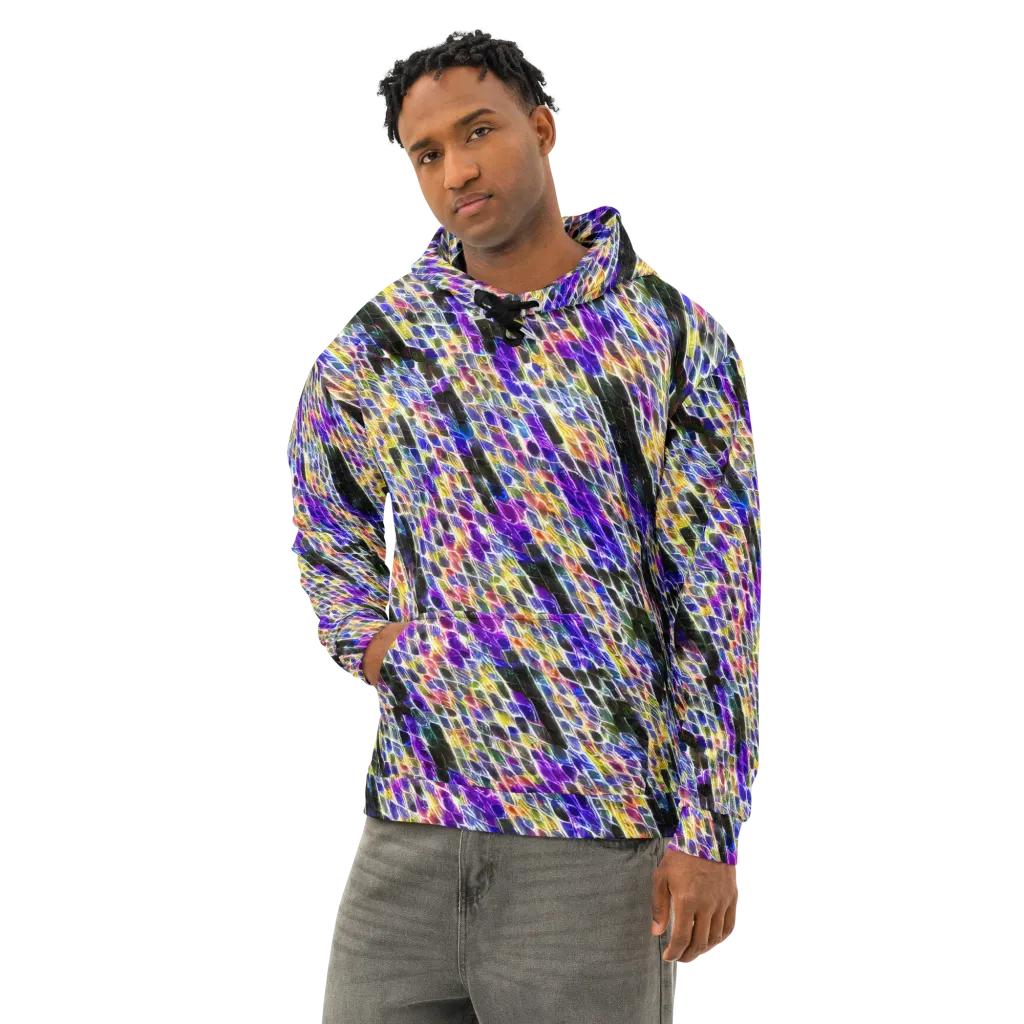 Violet Shatter on Cotton Hoodie — Left Front