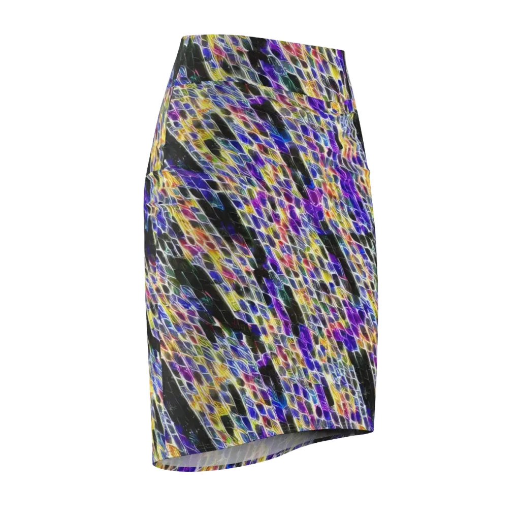 Violet Shatter on Pencil Skirt — Front Side