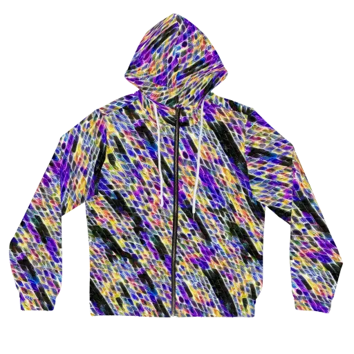 Violet Shatter on a Women's Full-Zip Hoodie