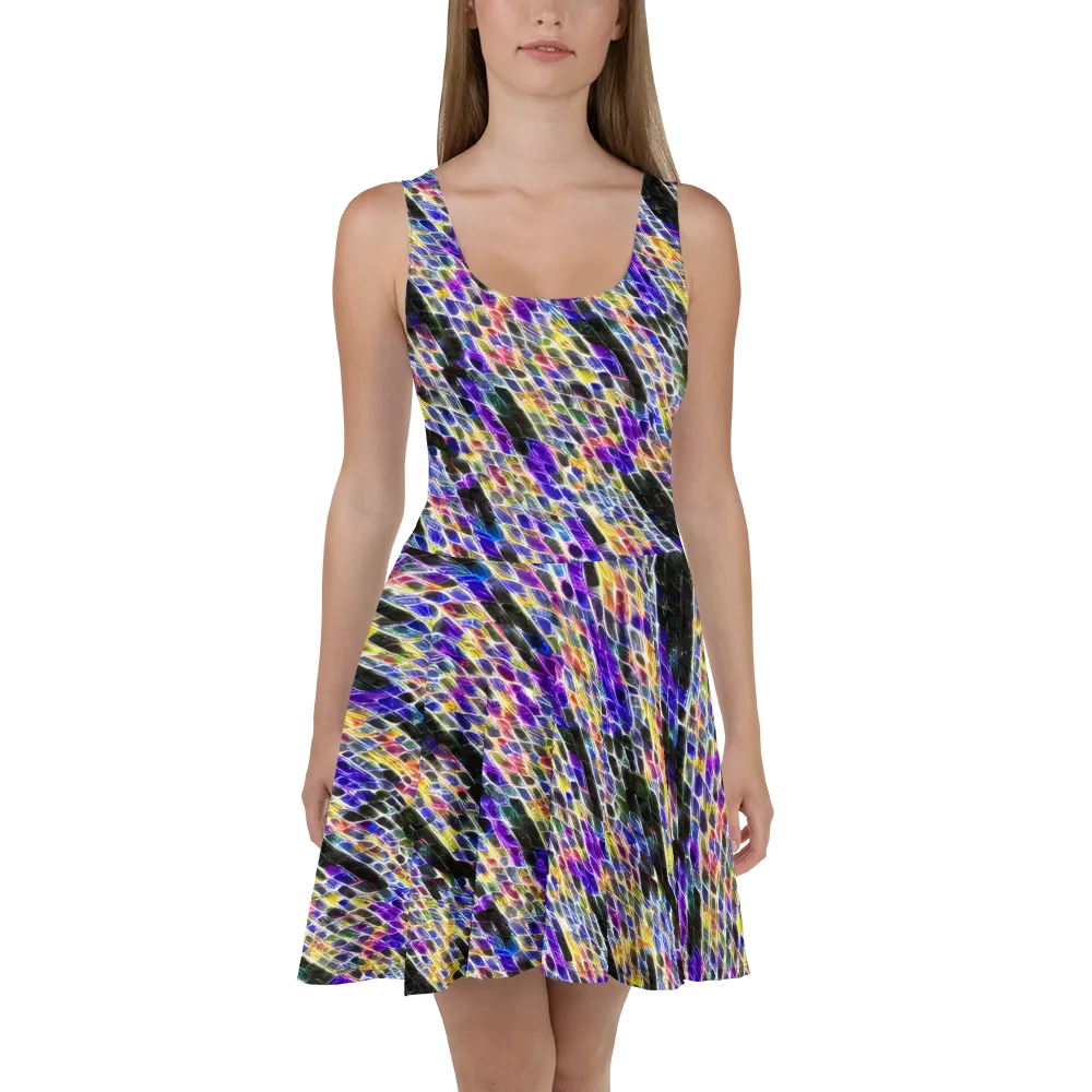 Violet Shatter on Skater Dress — Front
