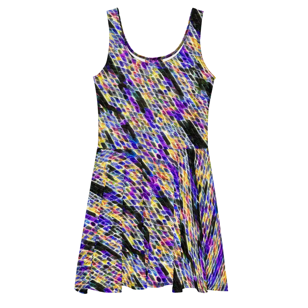 Violet Shatter on Skater Dress — Front