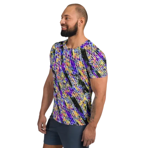 Violet Shatter on a Men's Athletic T-Shirt