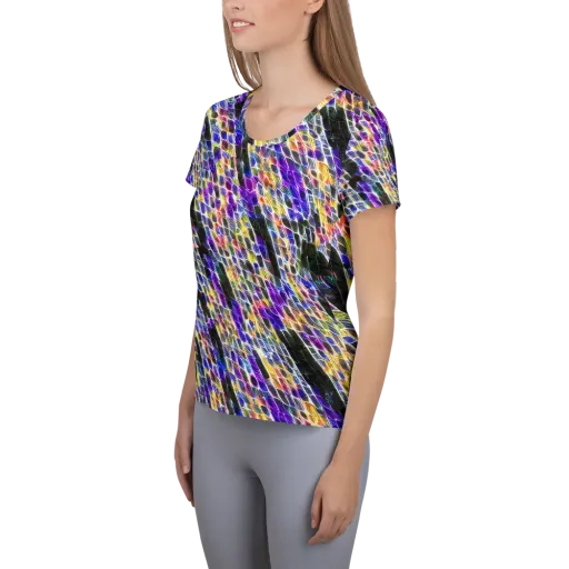 Violet Shatter on a Women's Athletic T-Shirt
