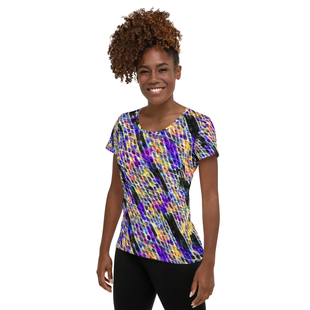 Violet Shatter on Women's Athletic T-Shirt — Left