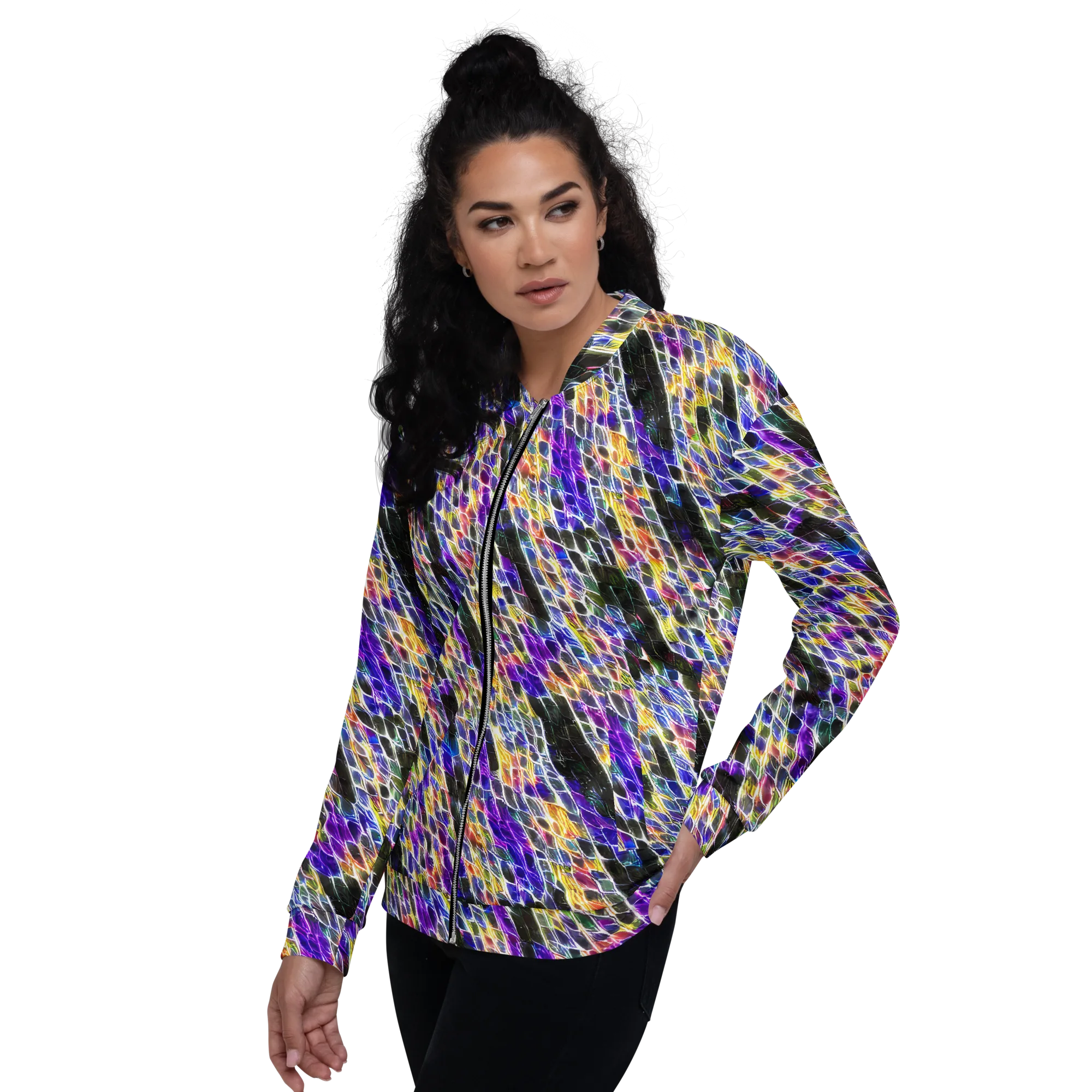 Violet Shatter on Bomber Jacket — Left