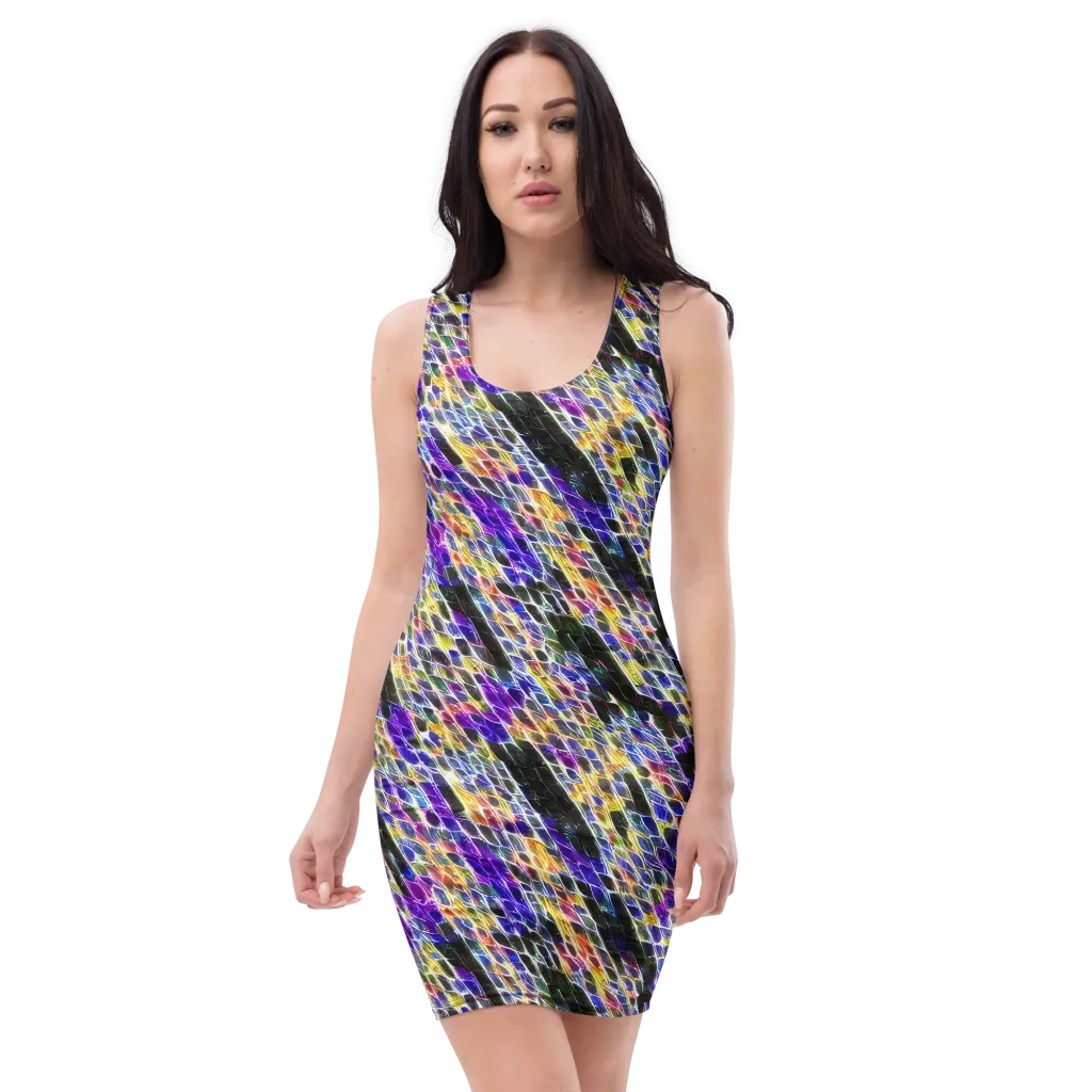 Violet Shatter on Bodycon Dress — Front