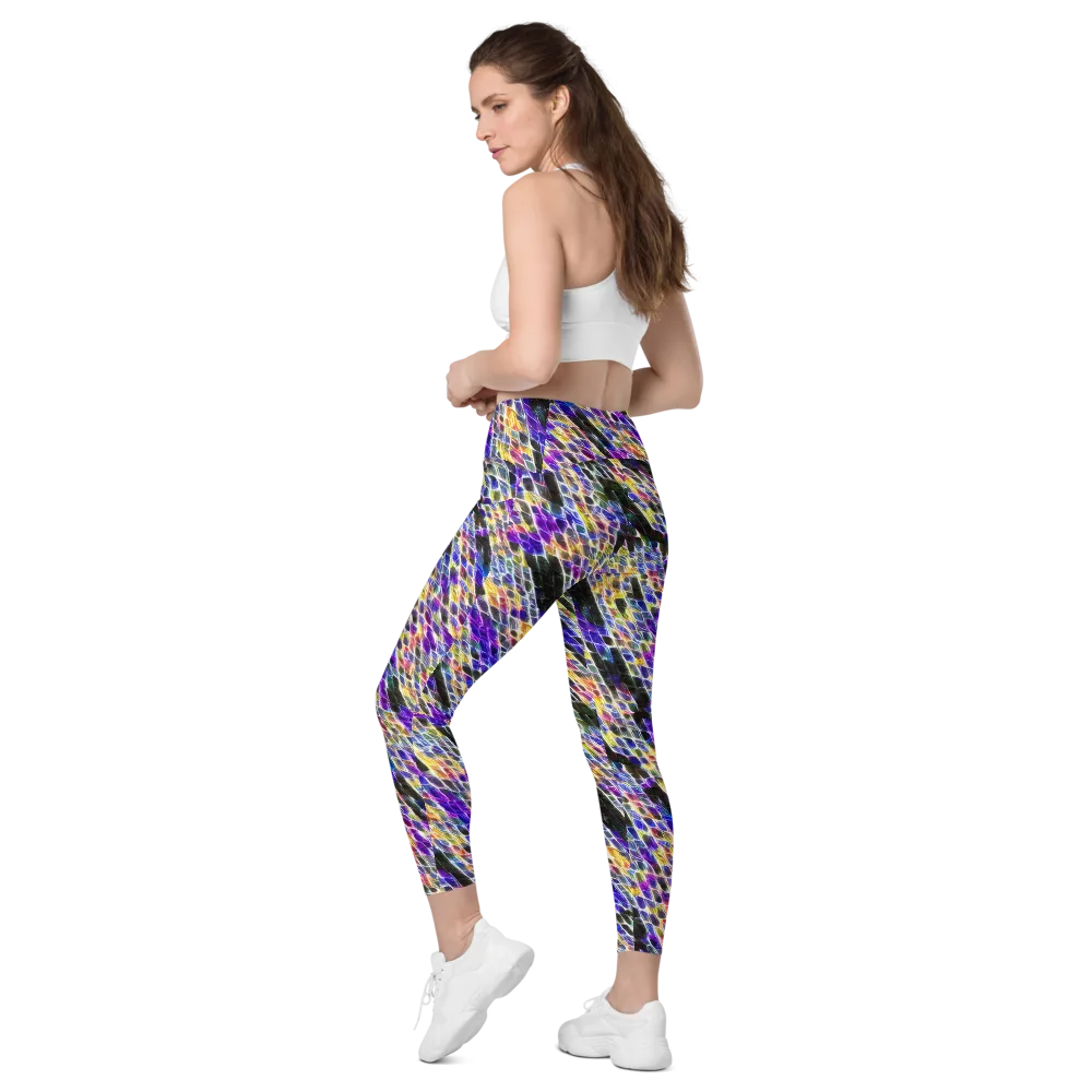 Violet Shatter on Leggings with Pockets — Left Back