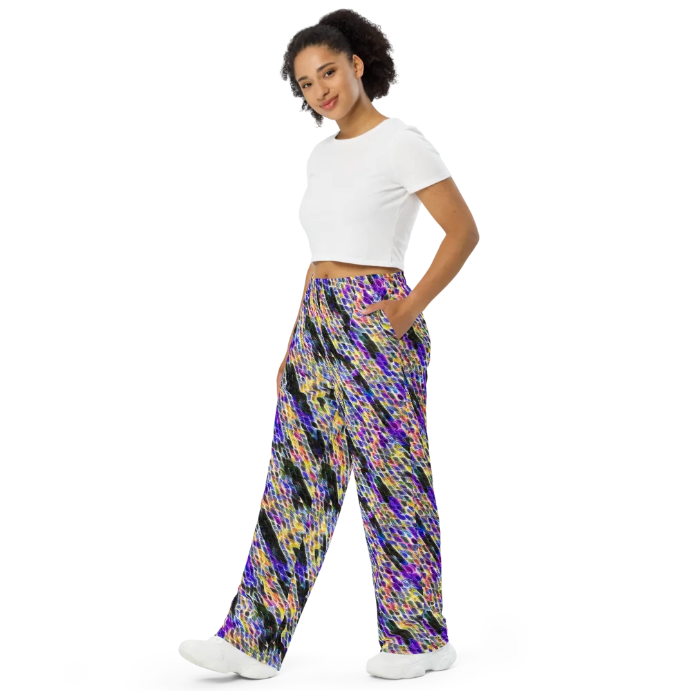 Violet Shatter on Wide-Leg Pants — Left Front