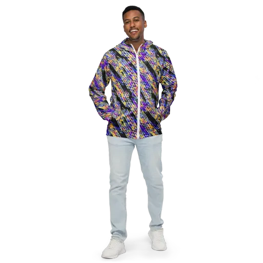 Violet Shatter on a Men's Windbreaker
