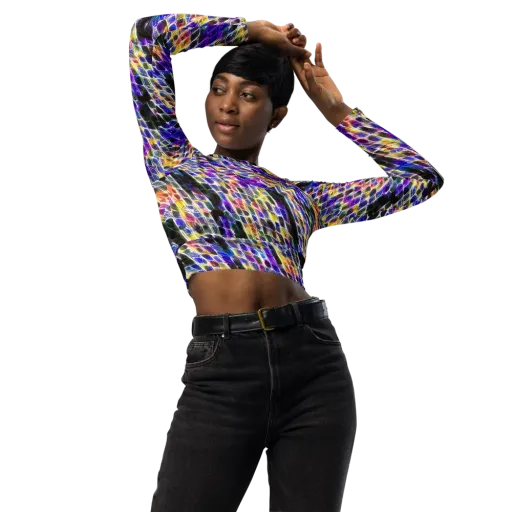 Violet Shatter on a Long Sleeve Crop Top