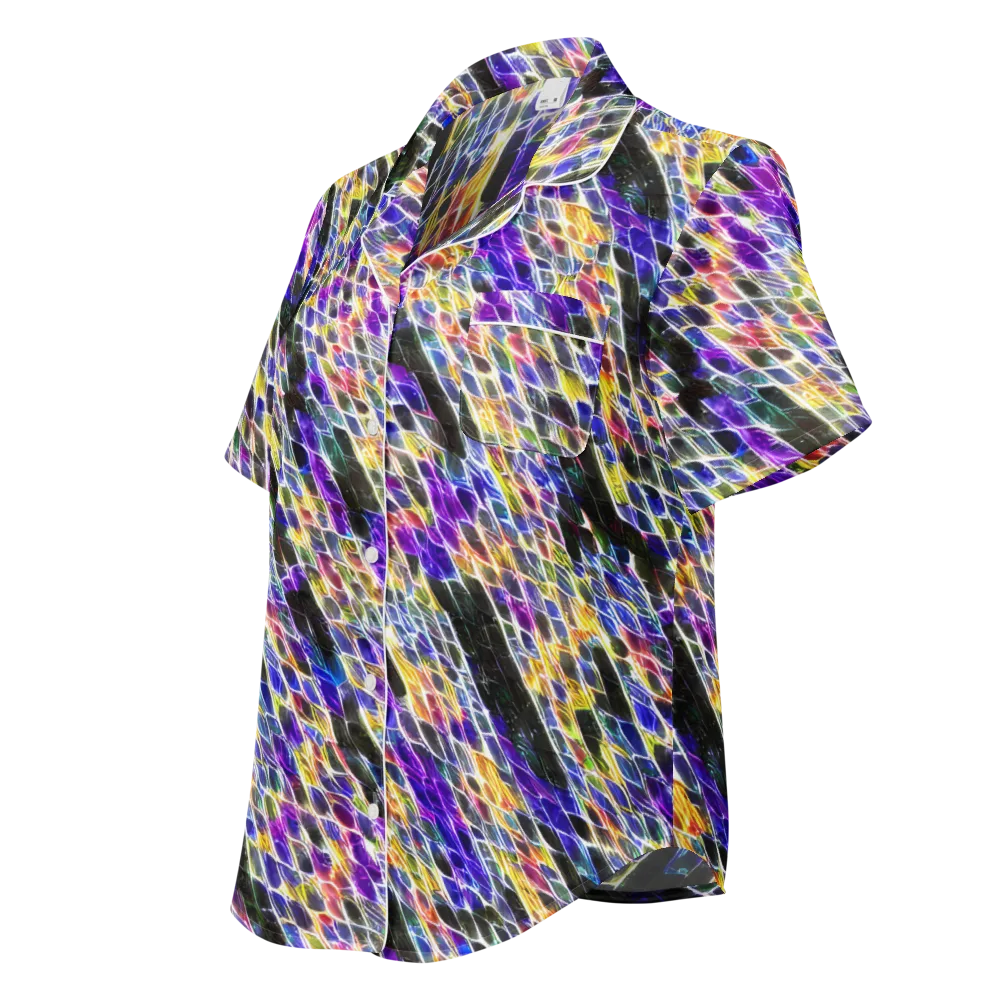 Violet Shatter on Women's Short Sleeve Pajama Top — Left Front