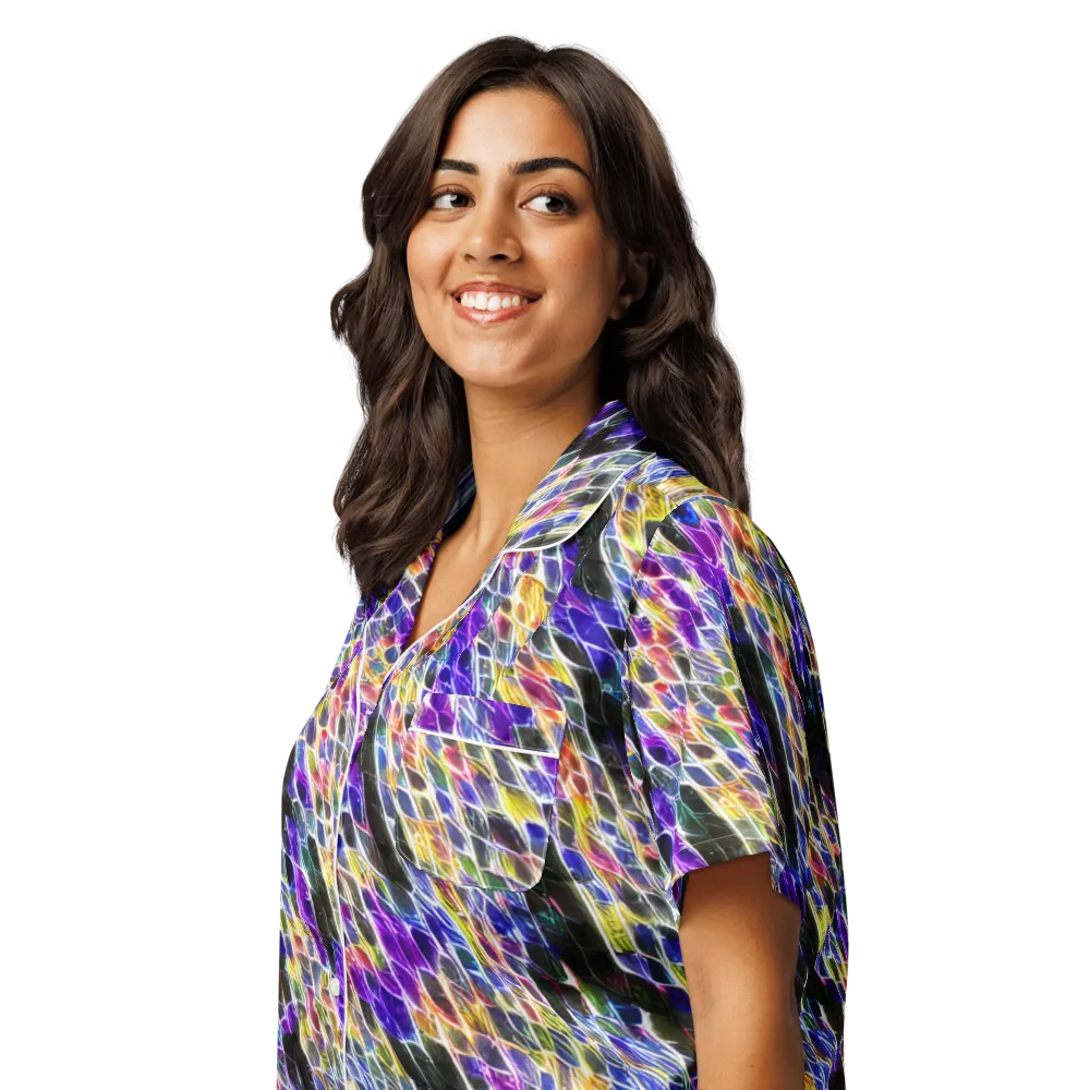 Violet Shatter on Women's Short Sleeve Pajama Top — Left Front