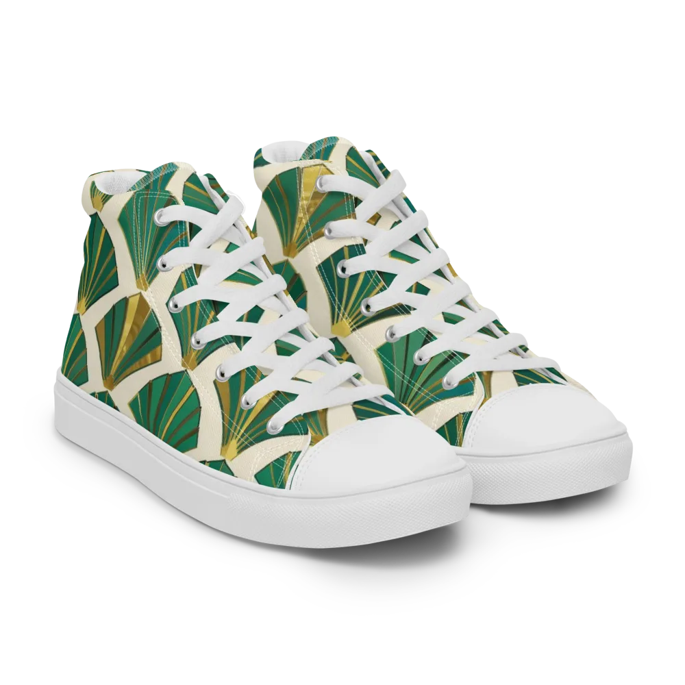 Aurum Éventail on Men's High Top Canvas Shoes — Right Front