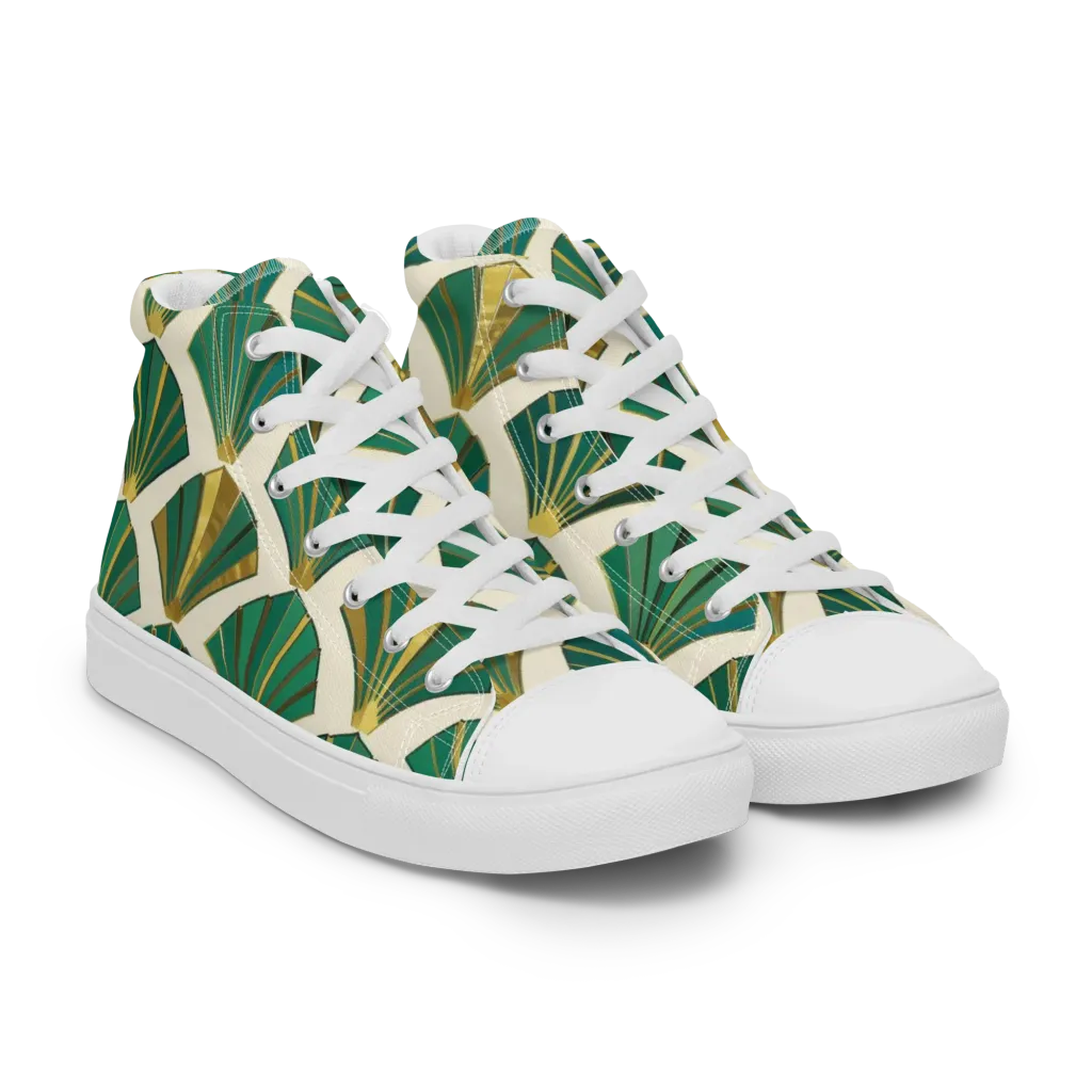 Aurum Éventail on Women's High Top Canvas Shoes — Right Front