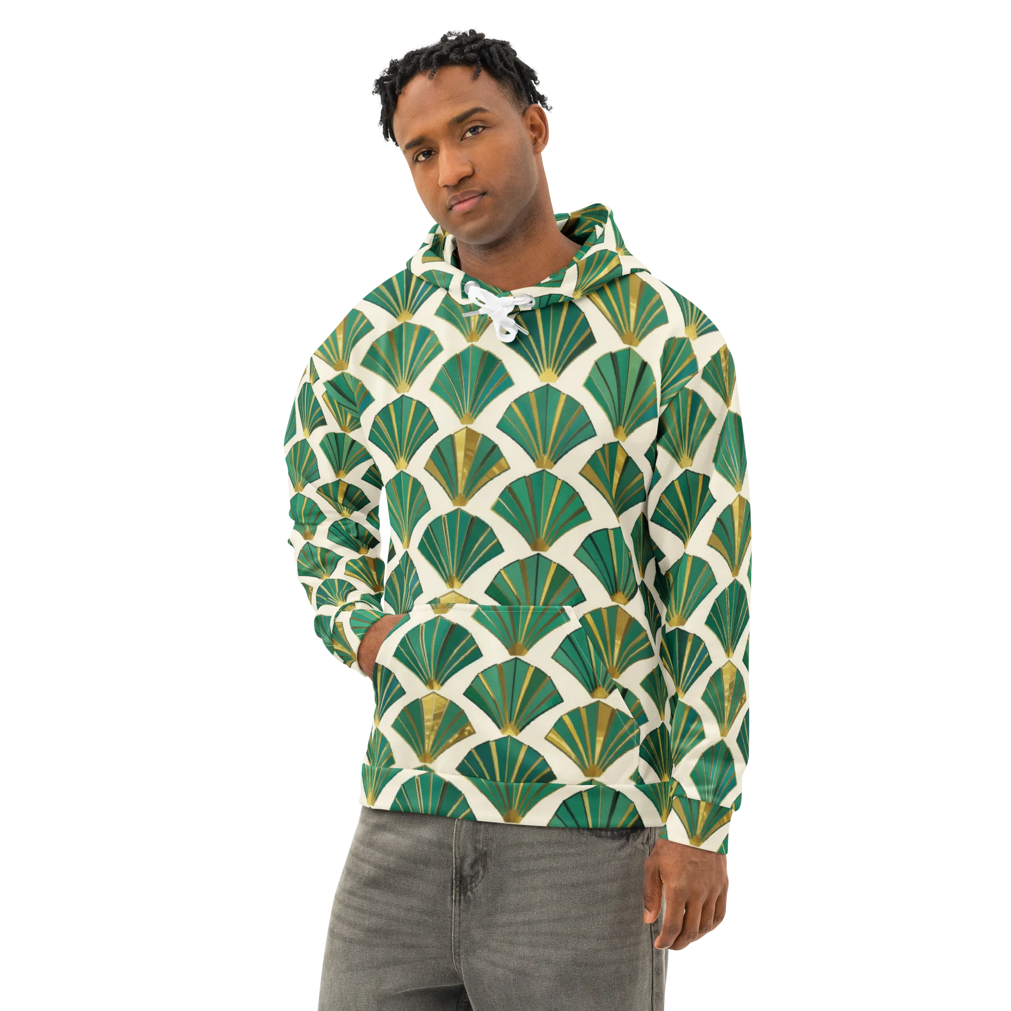 Aurum Éventail on Cotton Hoodie — Left Front