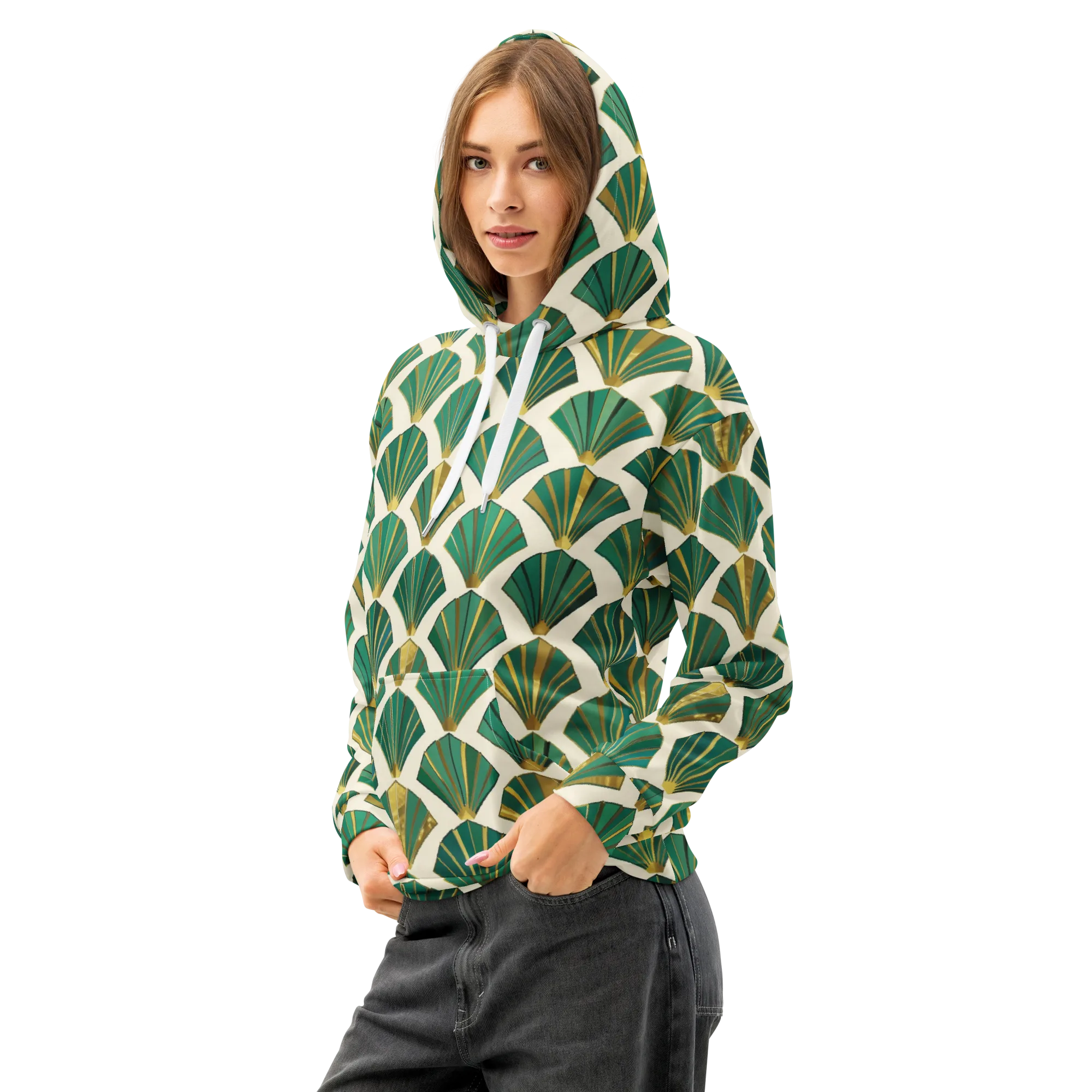Aurum Éventail on Cotton Hoodie — Left Front