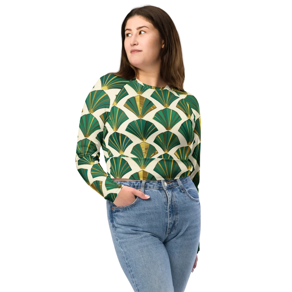 Aurum Éventail on Long Sleeve Crop Top — Front