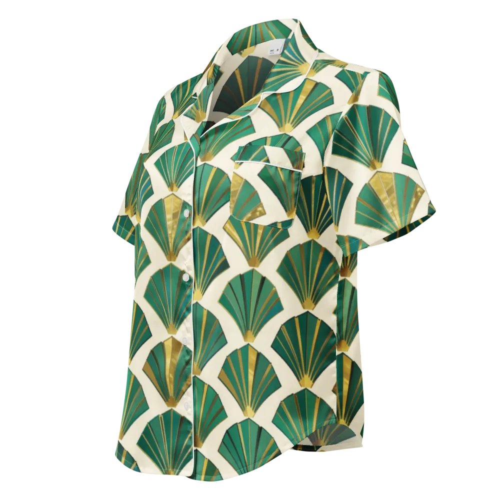 Aurum Éventail on Women's Short Sleeve Pajama Top — Left Front