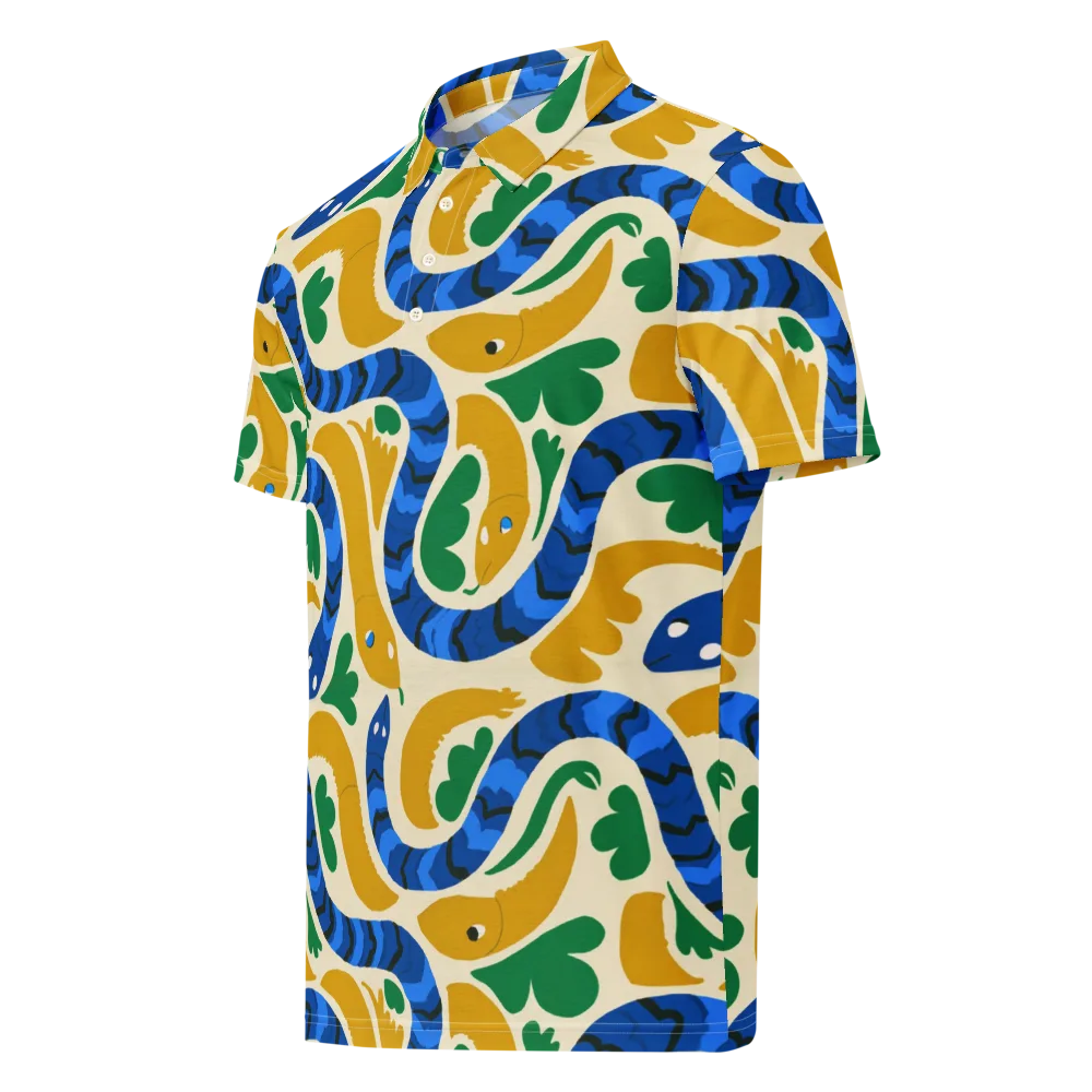 Saffron Serpent Garden on Men's Slim Fit Polo Shirt — Left Front