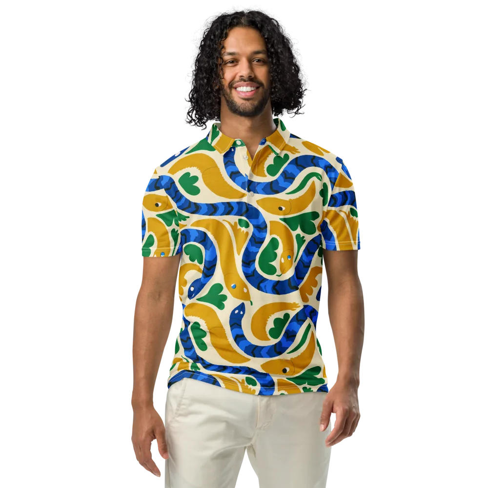 Saffron Serpent Garden on Men's Slim Fit Polo Shirt — Front