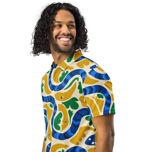 Saffron Serpent Garden on a Men's Slim Fit Polo Shirt